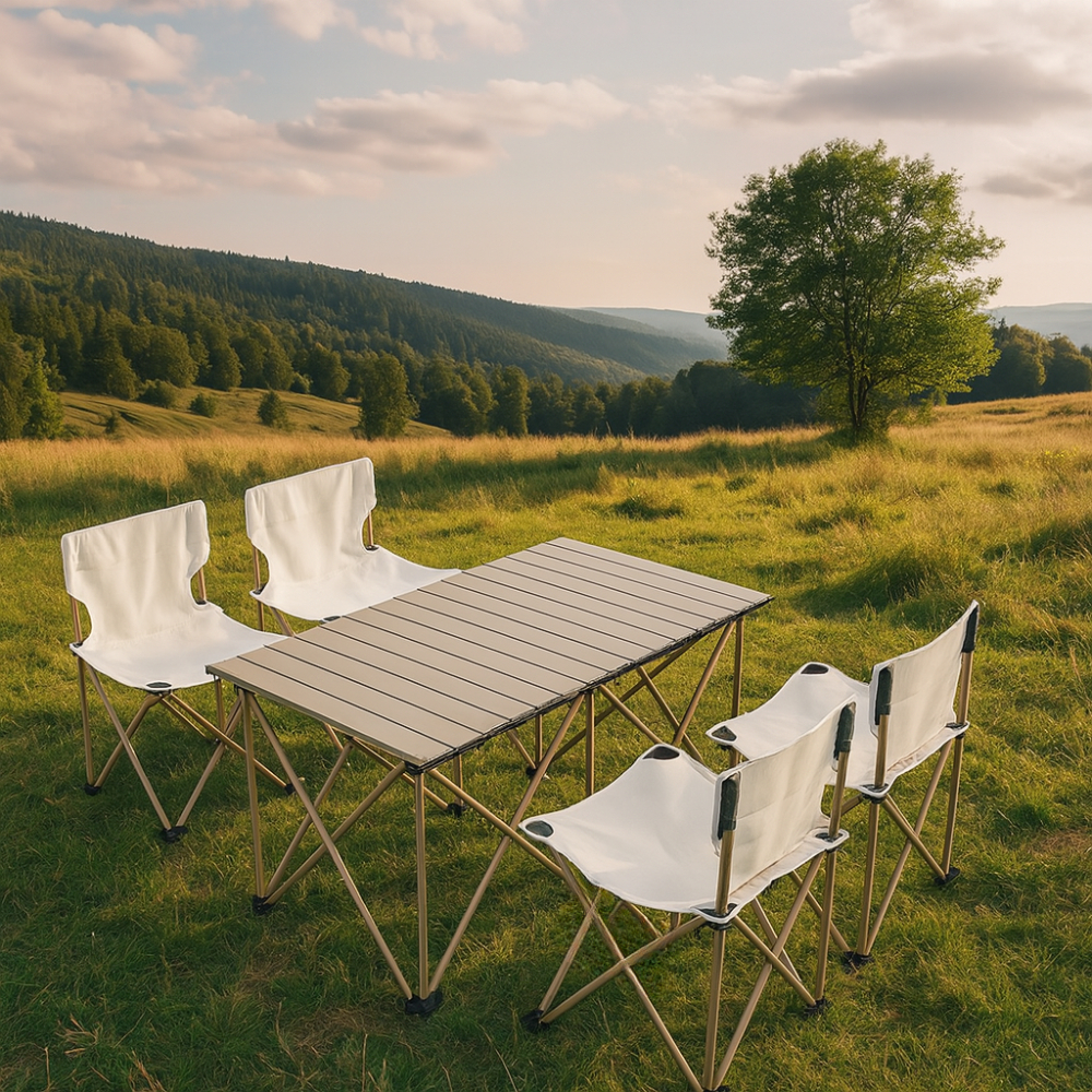 Mesa Plegable Camping 4 Sillas Picnic Jardín Playa Kit 5 Piezas