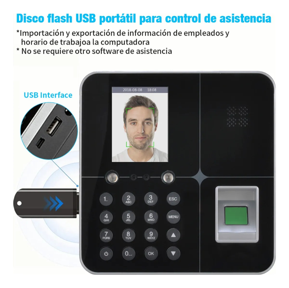 Control Asistencia Biométrico Reconocimiento Facial Huella Empleados