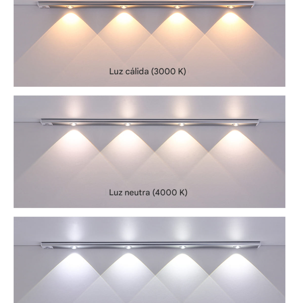 Lámpara LED Sensor Movimiento Barra 100cm Recargable 3 Tonos Closet