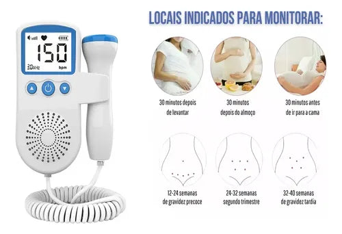 Doppler Fetal Monitor Latidos Bebé Ultrasonido Portátil Embarazo