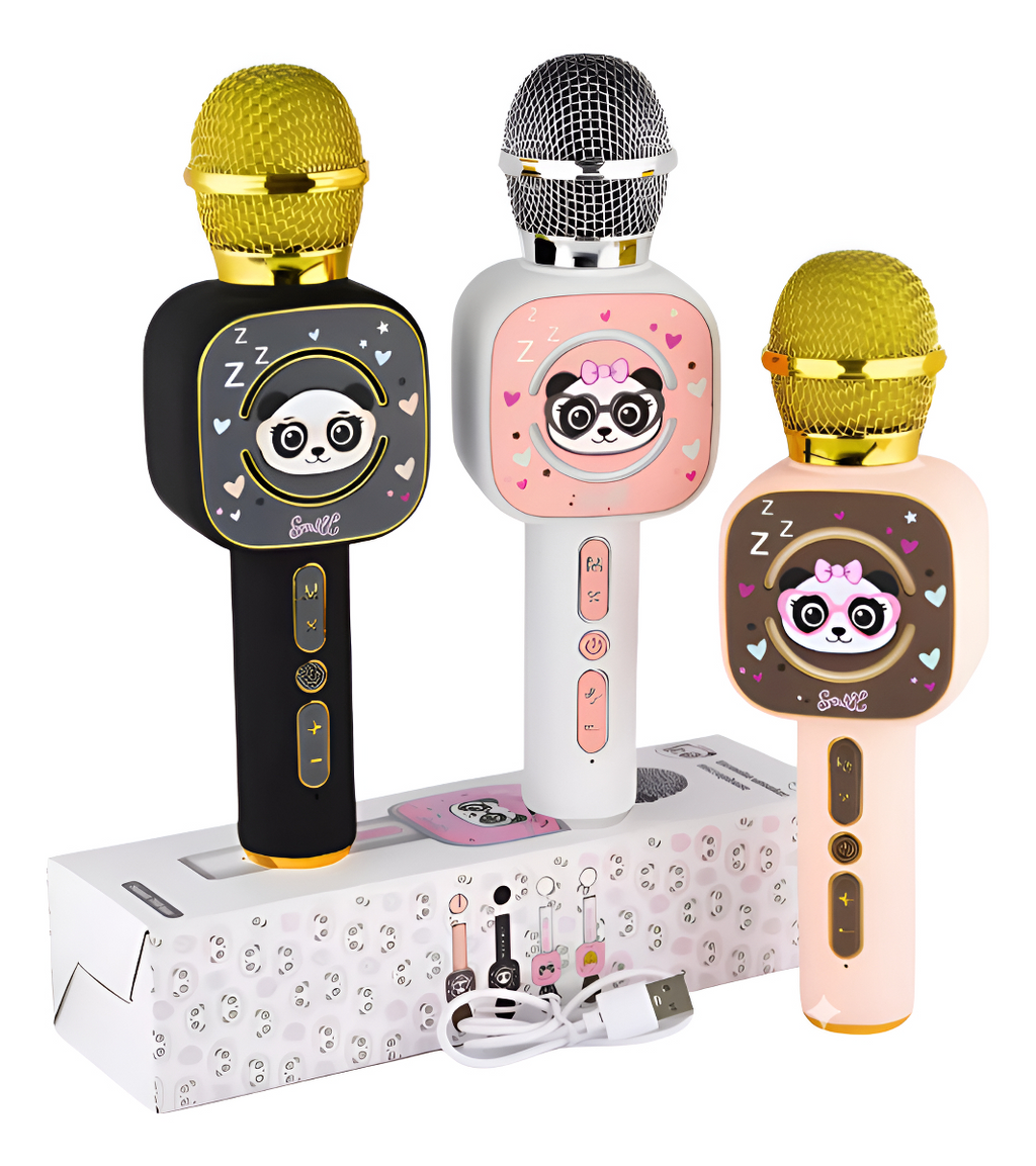 Micrófono Karaoke Niños Bluetooth Inalámbrico Panda X7 Luces Voz