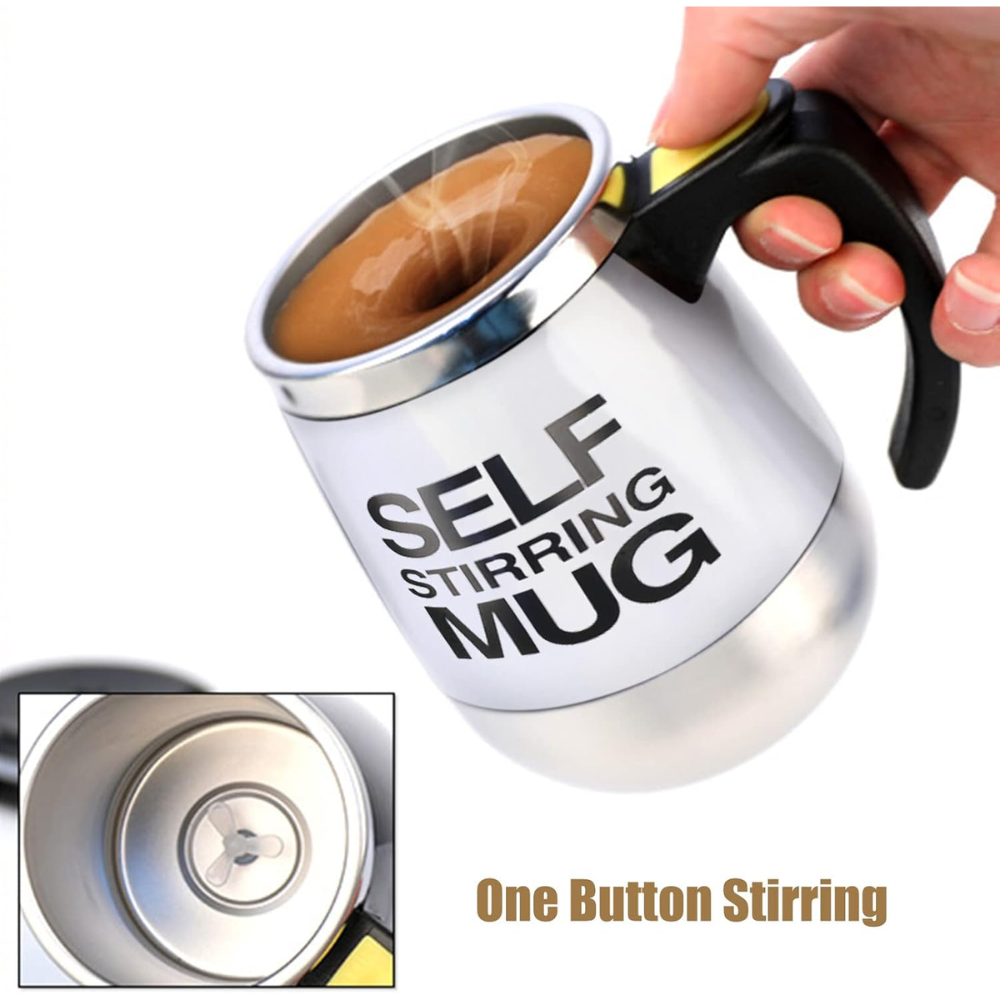 Mug Mezclador Eléctrico Taza Autorevolvente Café Acero 400ml