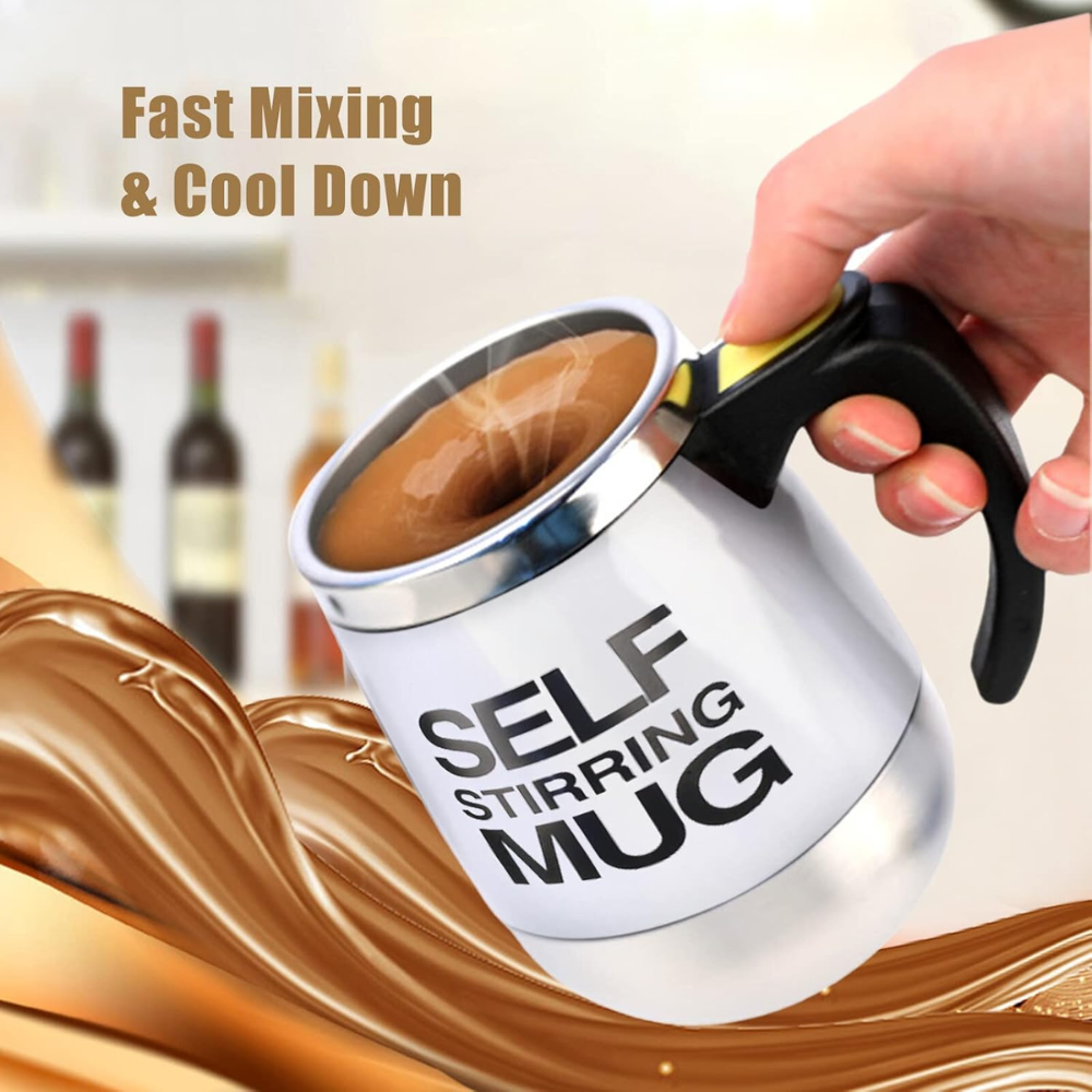 Mug Mezclador Eléctrico Taza Autorevolvente Café Acero 400ml