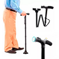 Bastón Plegable Luz LED Base 4 Puntos Articulada Antideslizante Adulto