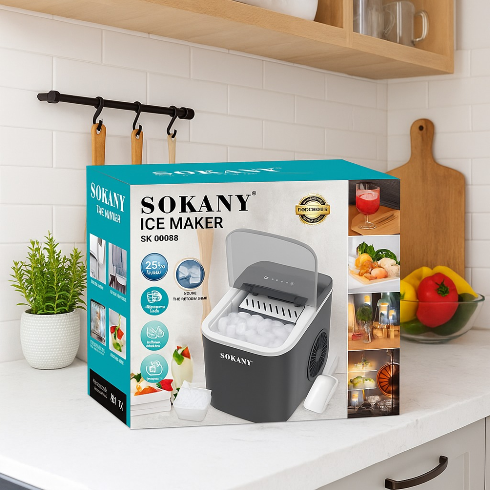 Máquina Hielo Portátil Sokany 12 Kg Día Cubos 6 Minutos Panel LED