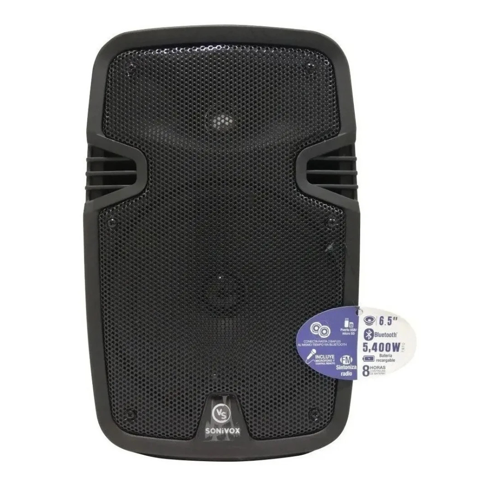Parlante Bluetooth Recargable Sonivox 6.5 Pulgadas Micrófono Radio FM