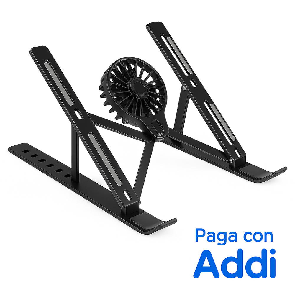 Soporte Portátil Metálico Plegable Ventilador USB Laptop Escritorio