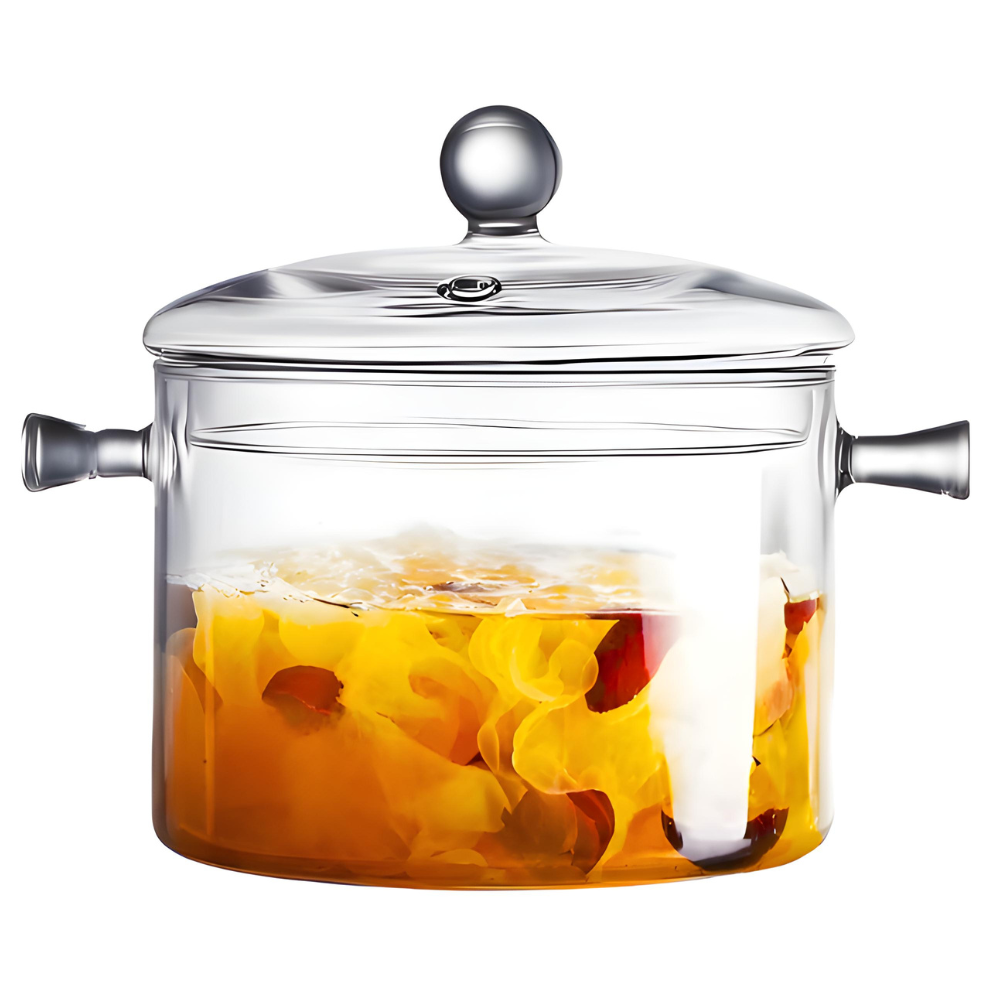 Olla Vidrio Borosilicato Tapa Transparente 15cm 1.4 Litros Resistente