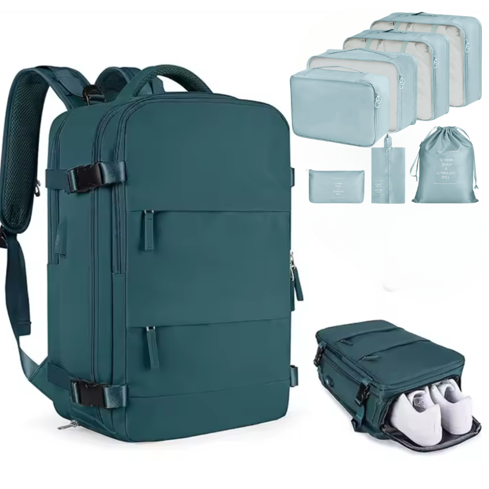 Maleta Mochila Viaje Cabina Impermeable Portátil 16 Bolsillo Zapatos