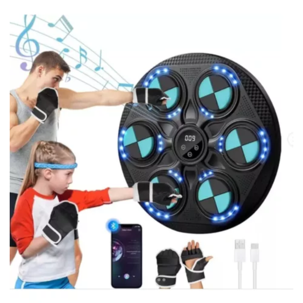 Máquina Boxeo Musical Pared Bluetooth Luz LED Guantes Entrenamiento