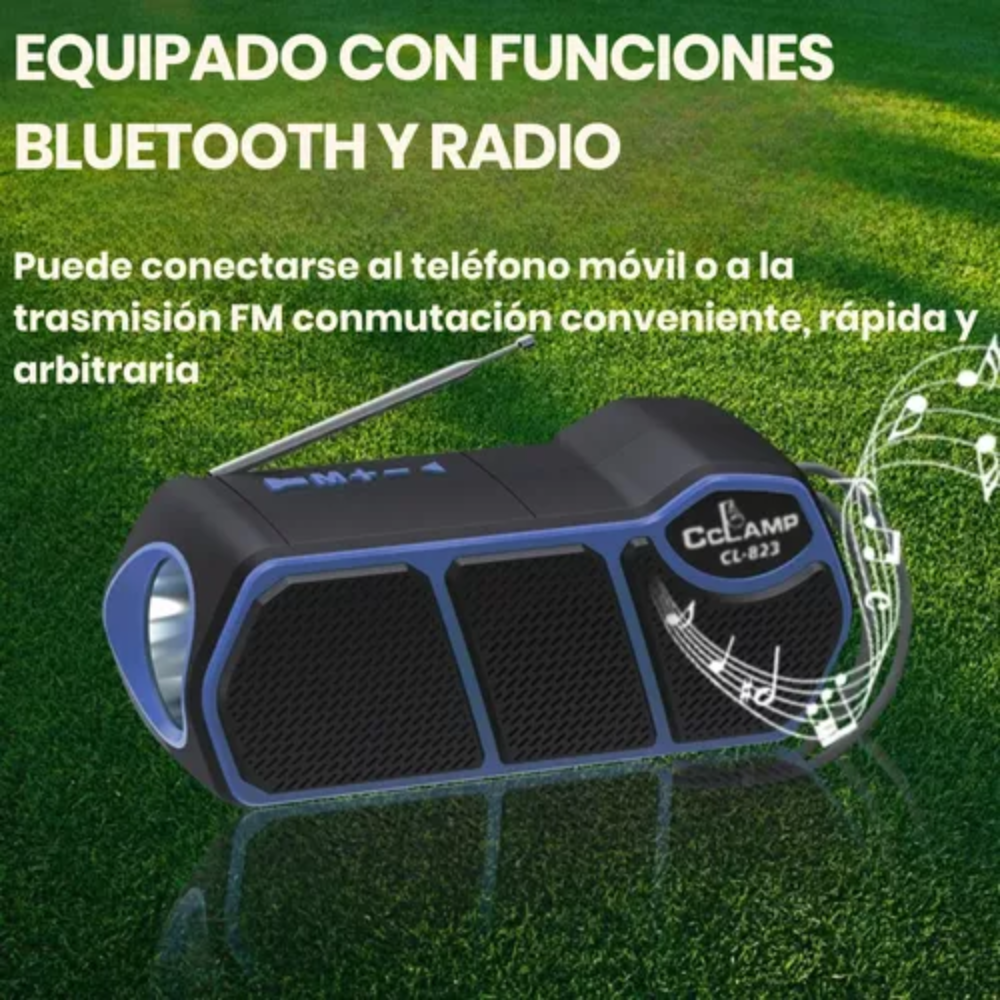 Radio FM Portátil Solar Bluetooth Linterna Parlante CL-823 Recargable