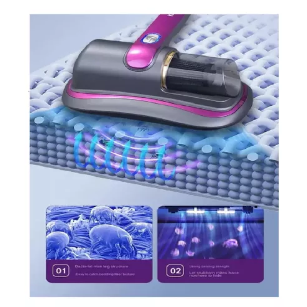 Aspiradora Ácaros Cama Colchón UV Inalámbrica Filtro HEPA Recargable