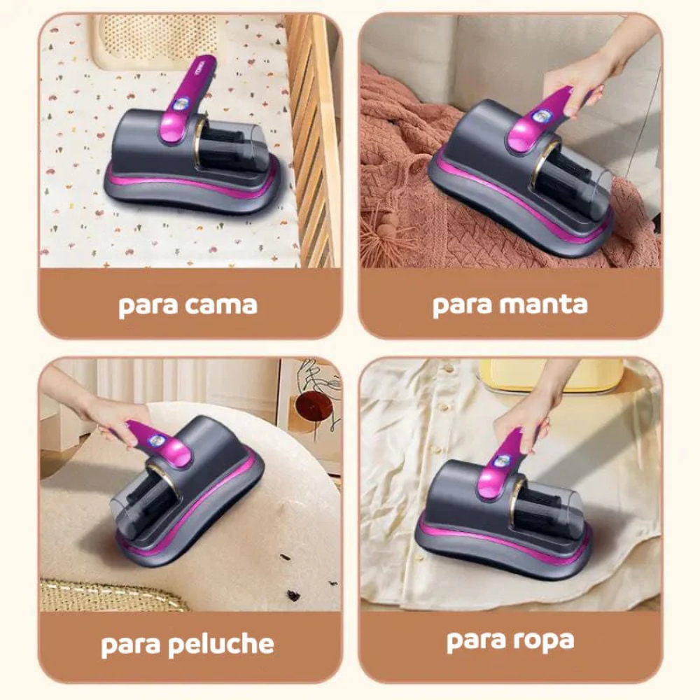 Aspiradora Ácaros Cama Colchón UV Inalámbrica Filtro HEPA Recargable