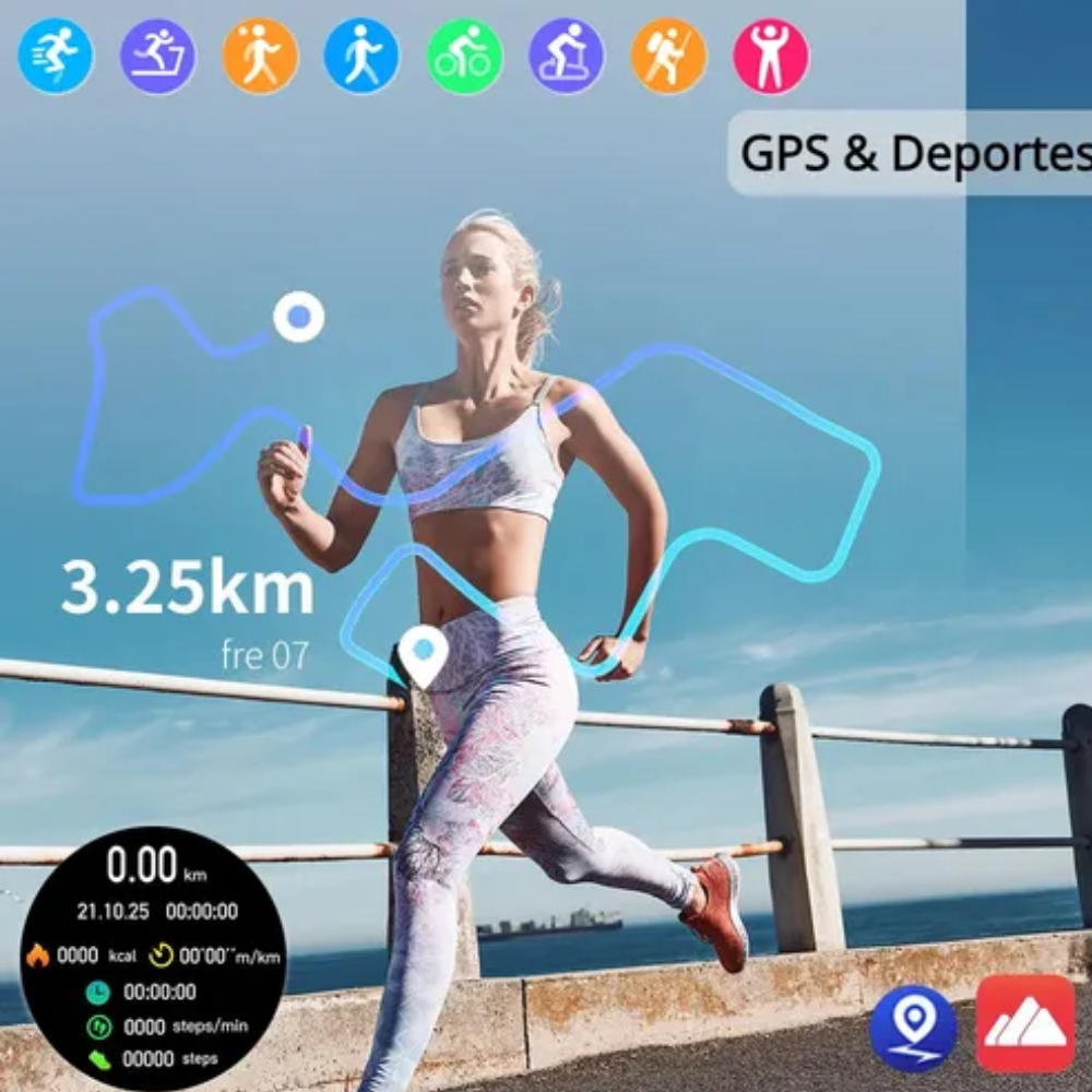 Smartwatch Mujer GT4 Mini AMOLED Llamadas NFC Salud Rosado IP67