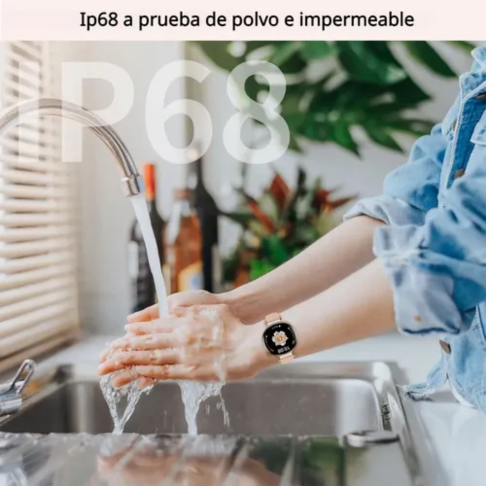 Smartwatch Mujer GT4 Mini AMOLED Llamadas NFC Salud Rosado IP67