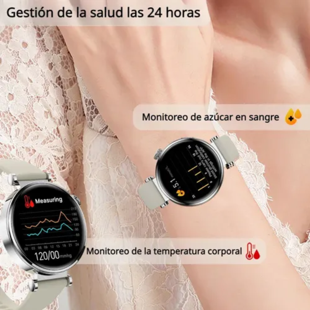 Smartwatch Mujer GT4 Mini AMOLED Llamadas NFC Salud Rosado IP67