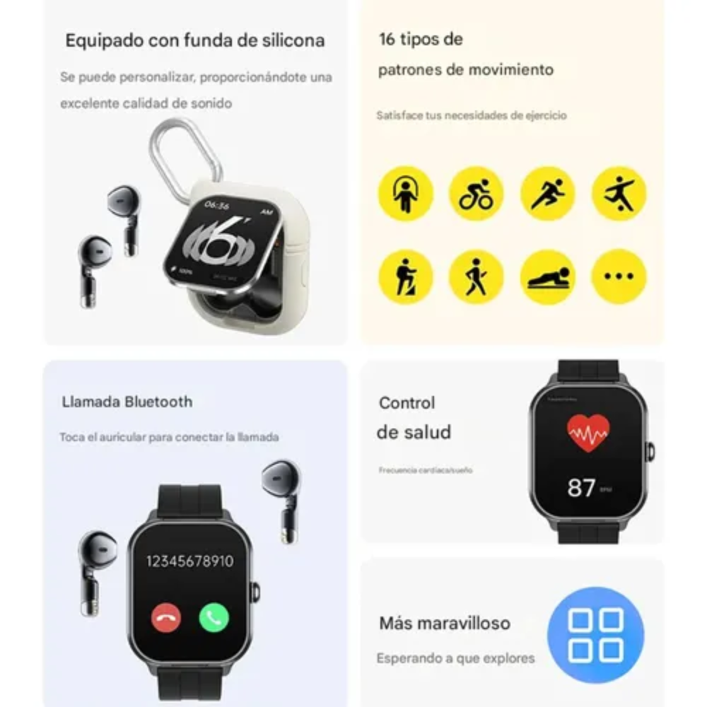 Reloj Inteligente Audífonos Integrados 2x1 Pro X10 Llamadas NFC Salud