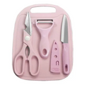 Kit Utensilios Cocina 4x1 Cuchillo Chef Funda Tabla Pelador Tijera