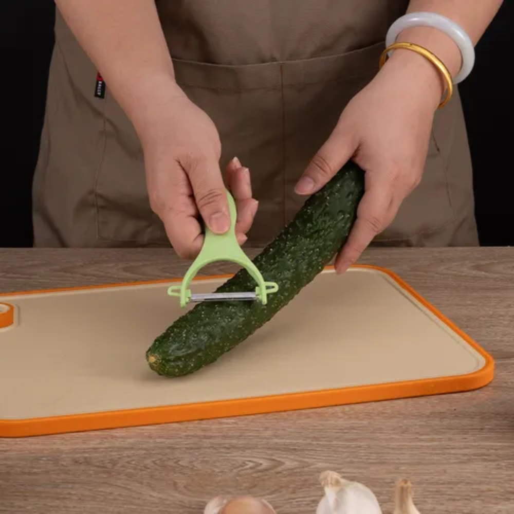 Kit Utensilios Cocina 4x1 Cuchillo Chef Funda Tabla Pelador Tijera