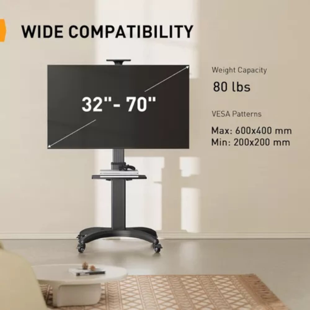 Soporte Pedestal TV North Bayou AVA1500 32 75 Pulgadas Ruedas Bandeja