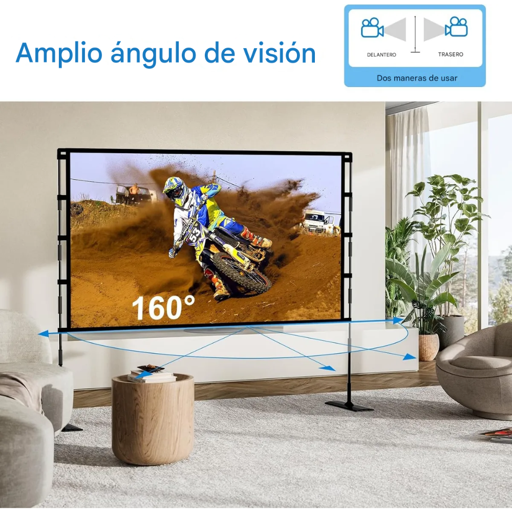 Telón Proyector 100 Pulgadas Trípode Maleta 16:9 Portátil 4K Exterior