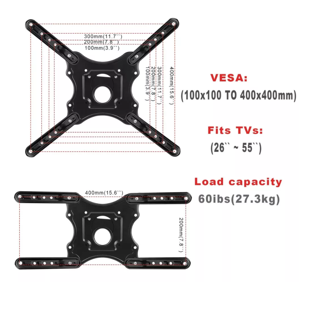 Soporte TV Pared Movible Brazo North Bayou 32 55 Pulgadas 50Kg