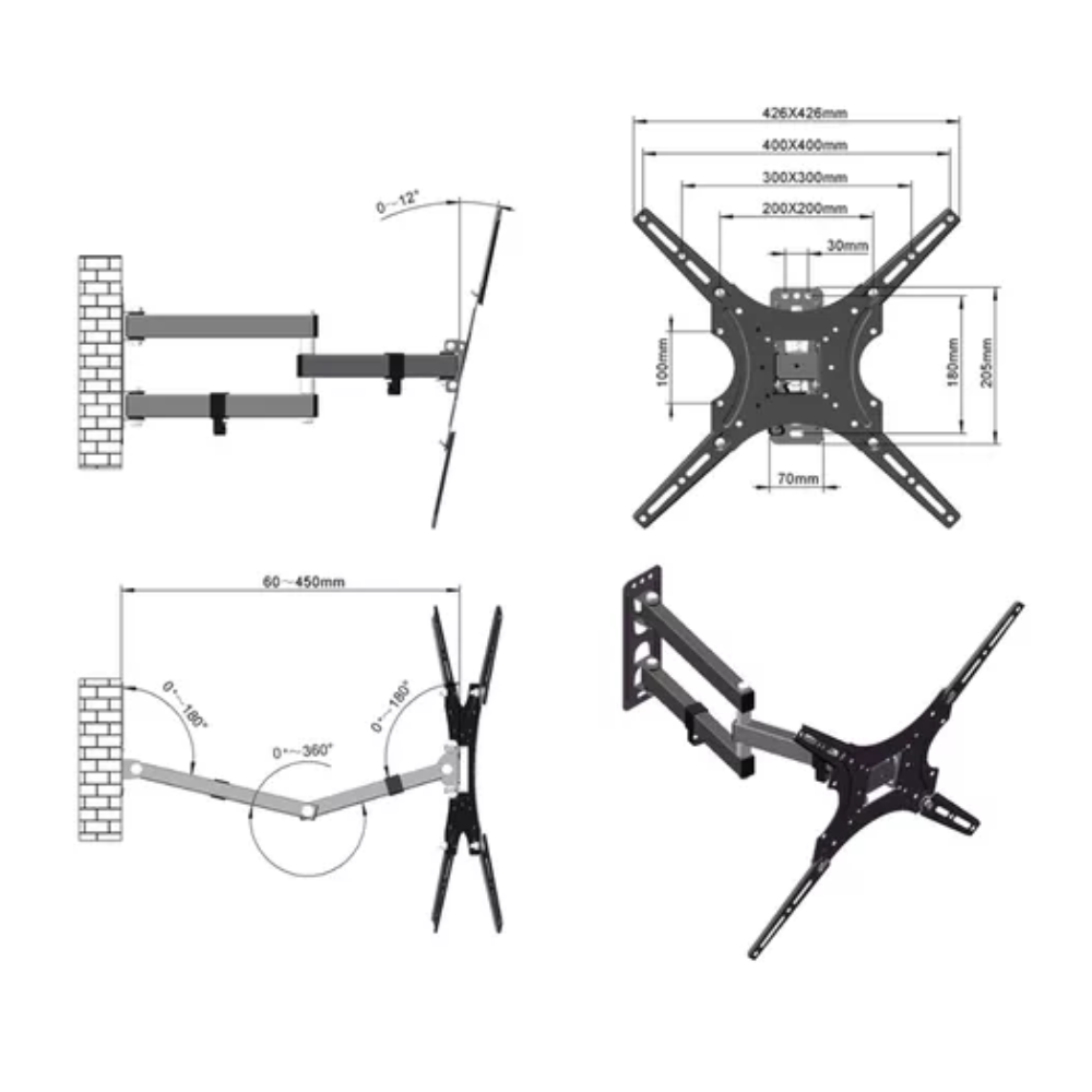 Soporte TV Pared Movible Brazo North Bayou 32 55 Pulgadas 50Kg