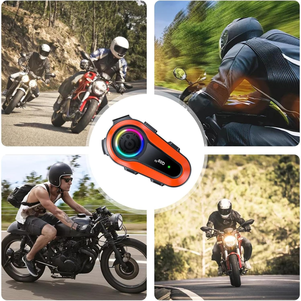 Intercomunicador Moto Casco Q08 Pro Bluetooth 5.0 1000m Música IPX6