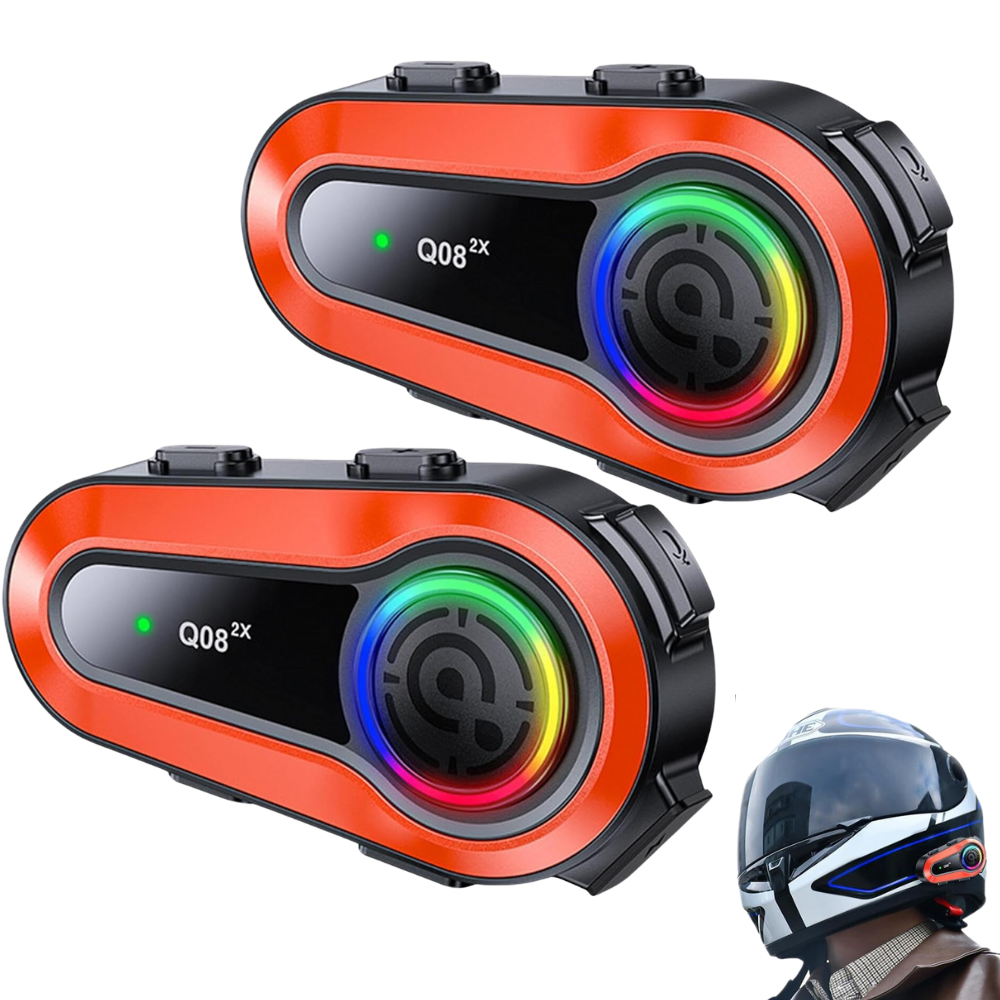 Intercomunicador Moto Casco Q08 Pro Bluetooth 5.0 1000m Música IPX6