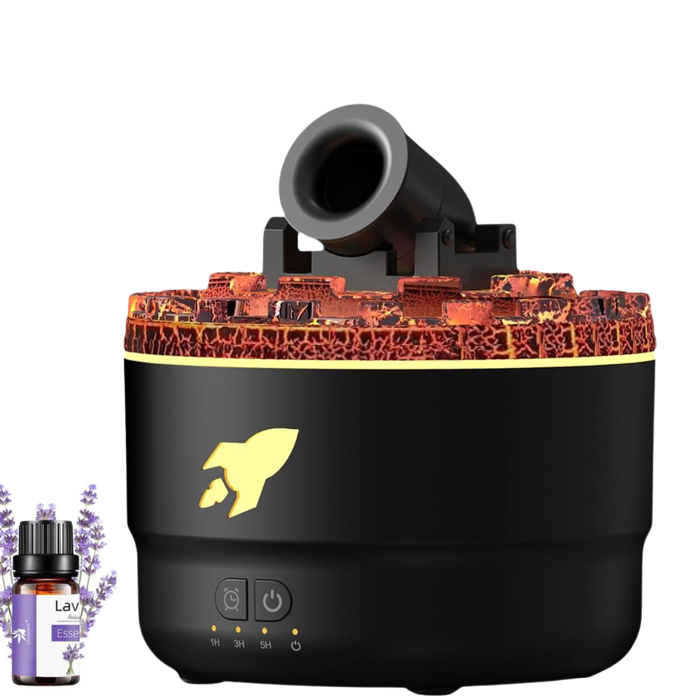 Humidificador Difusor Aromas Cañón Efecto Lava 7 Luces LED Esencia