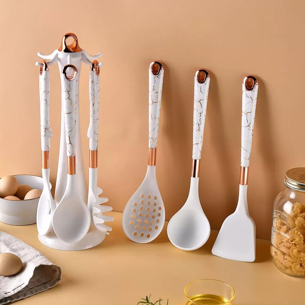 Set Utensilios Cocina Silicona 7 Piezas Base Soporte Libre BPA Calor