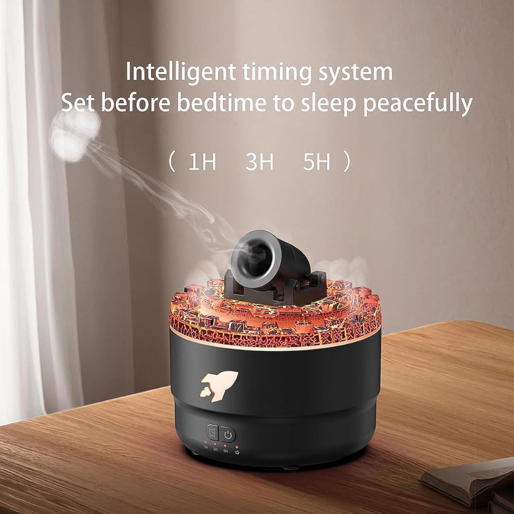 Humidificador Difusor Aromas Cañón Efecto Lava 7 Luces LED Esencia