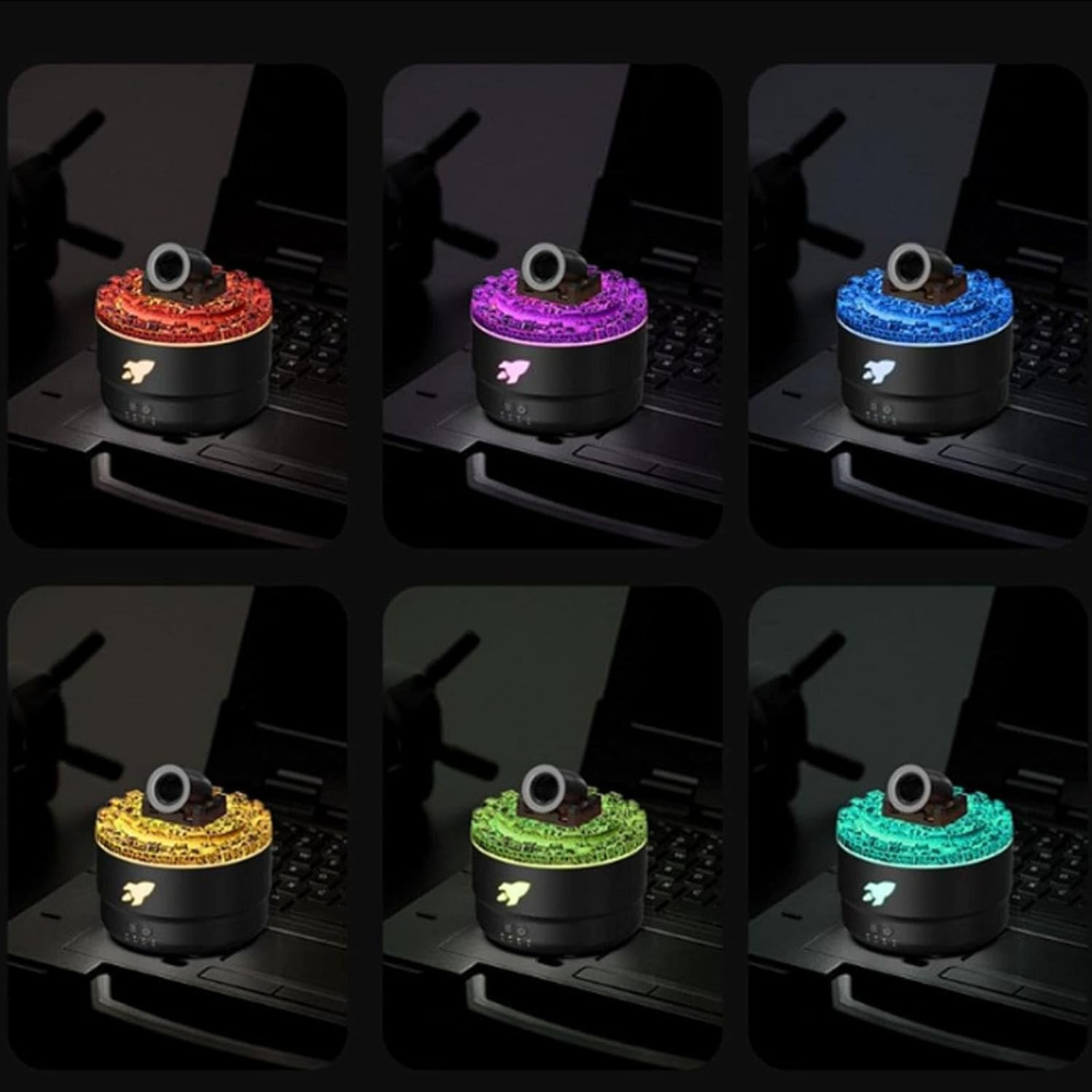 Humidificador Difusor Aromas Cañón Efecto Lava 7 Luces LED Esencia