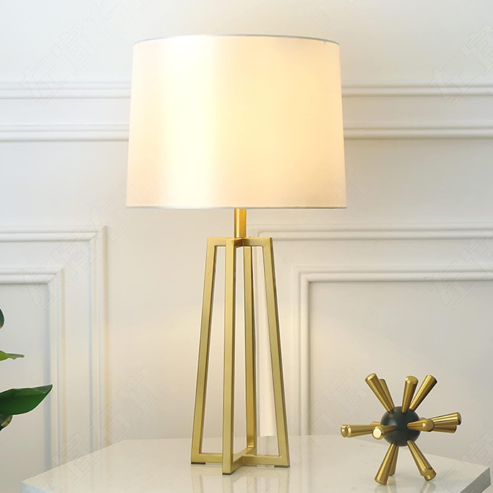 Lámpara Mesa Noche Minimalista Premium Aaron Hierro Tela E27 Moderna