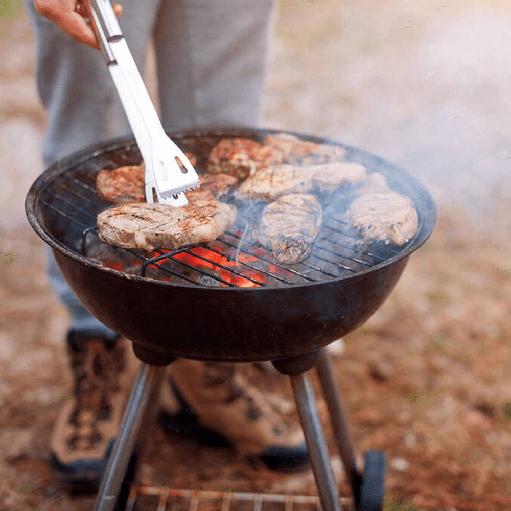 Kit Asados Parrilla BBQ 5 Piezas Acero Inoxidable Estuche Pinza