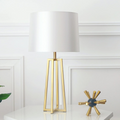 Lámpara Mesa Noche Minimalista Premium Aaron Hierro Tela E27 Moderna