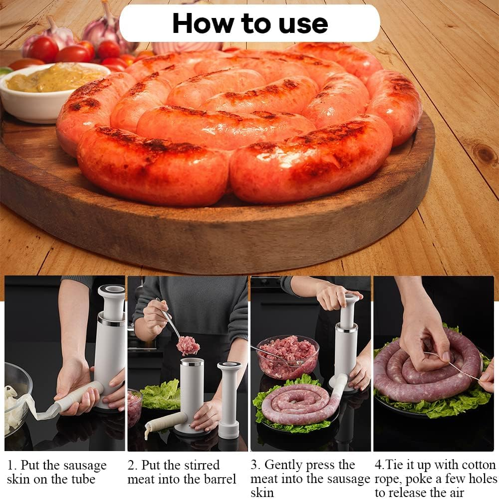 Embutidora Manual Salchichas Chorizos Albóndigas 2x1 Acero Cocina