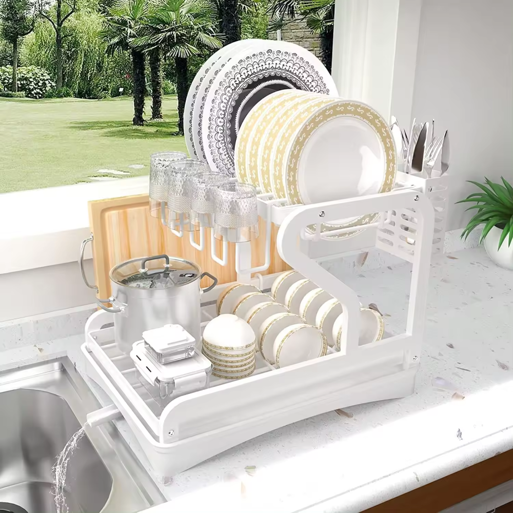 Escurridor Platos Metálico Multifuncional Cubiertero Bandeja Drenaje