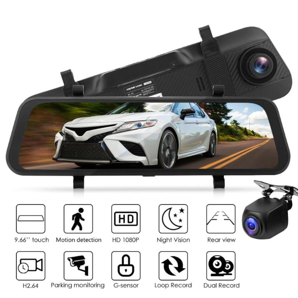 Espejo Retrovisor Cámara Dual 1080p Pantalla Táctil 7 Pulgadas M1 Pro