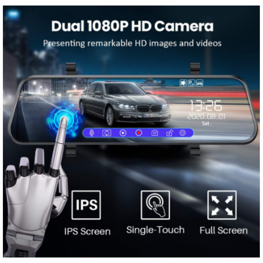 Espejo Retrovisor Cámara Dual 1080p Pantalla Táctil 7 Pulgadas M1 Pro