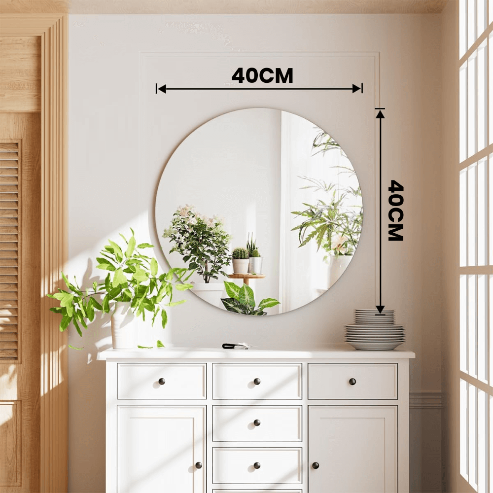 Espejo Pared Redondo Irrompible 80cm Adhesivo Acrílico Decorativo Sala