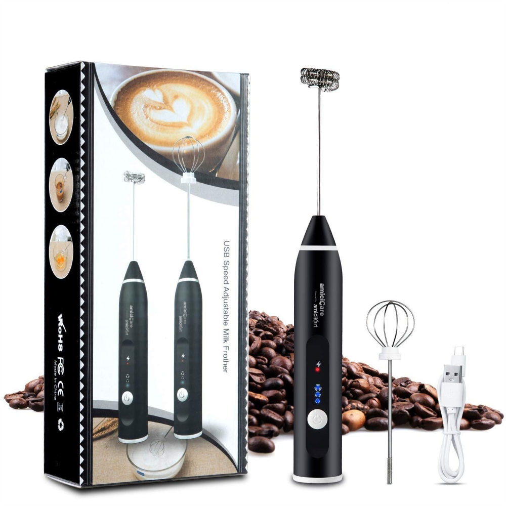 Espumador Leche Recargable USB 3 Velocidades Batidor Huevos Café