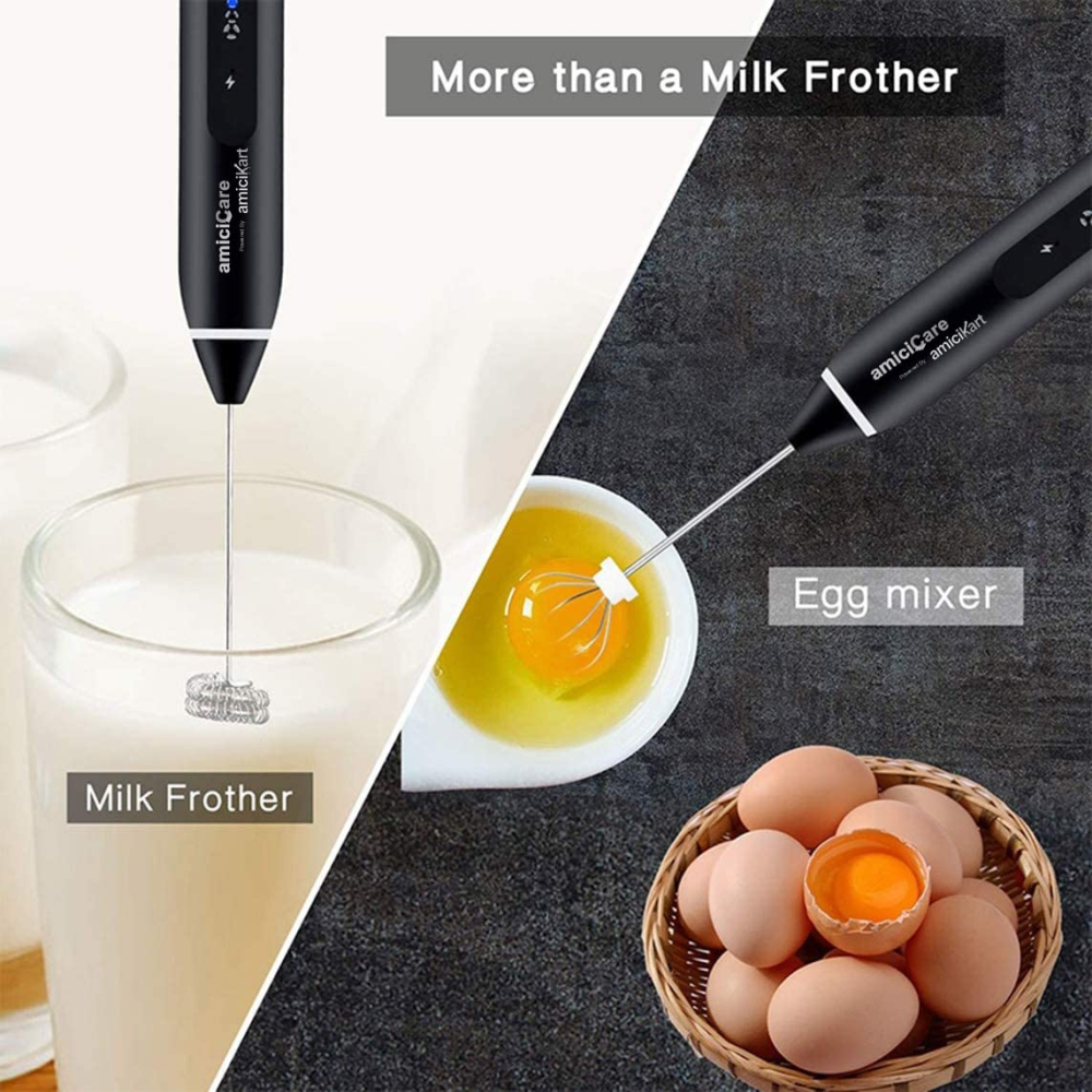Espumador Leche Recargable USB 3 Velocidades Batidor Huevos Café