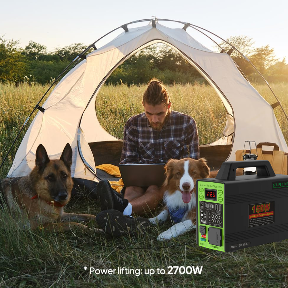 Estación Carga Solar Portátil GD-150L 50000mAh Inversor 110V 150W UPS