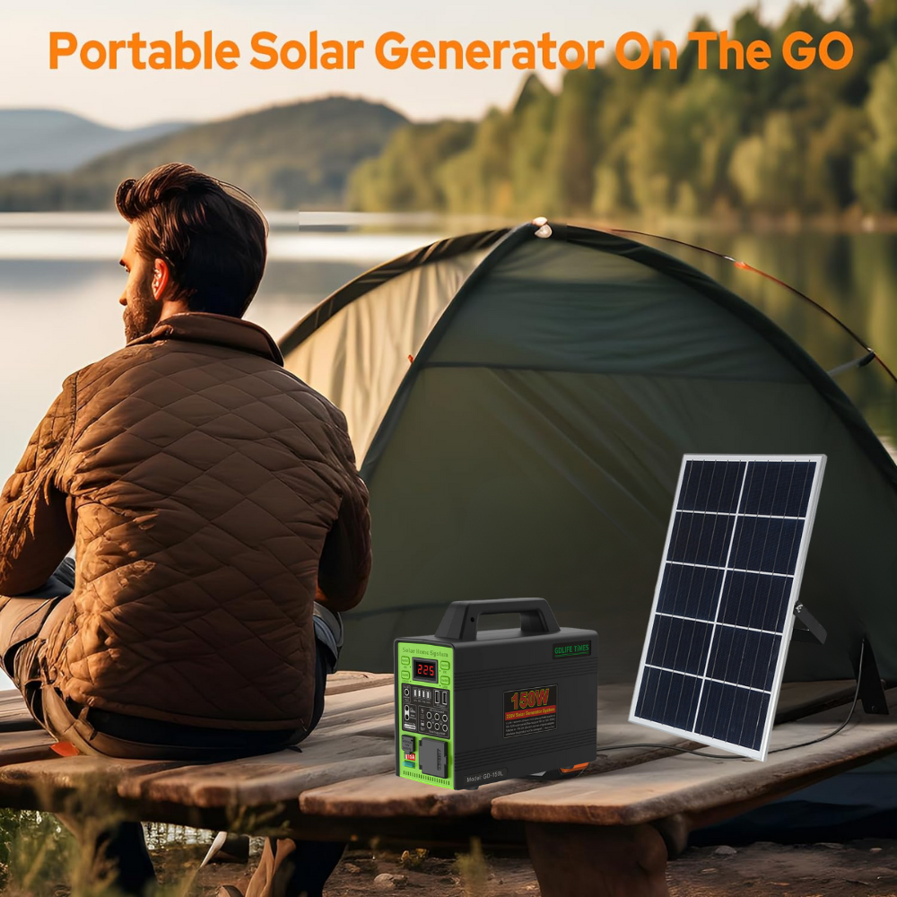 Estación Carga Solar Portátil GD-150L 50000mAh Inversor 110V 150W UPS