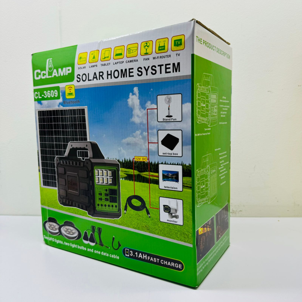 Estación Carga Solar Portátil Inversor 110V Bombillos Adaptadores