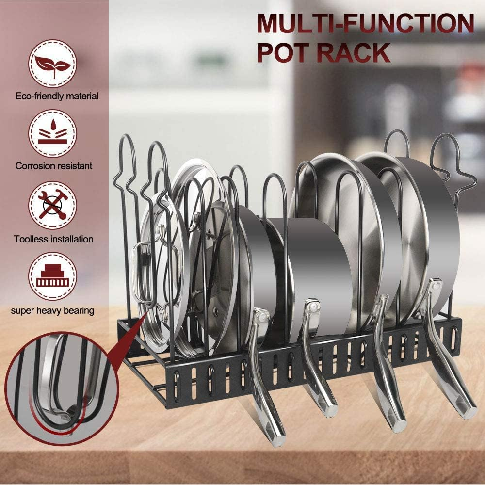 Organizador Ollas Sartenes Tapas 8 Niveles Hierro Ajustable Cocina