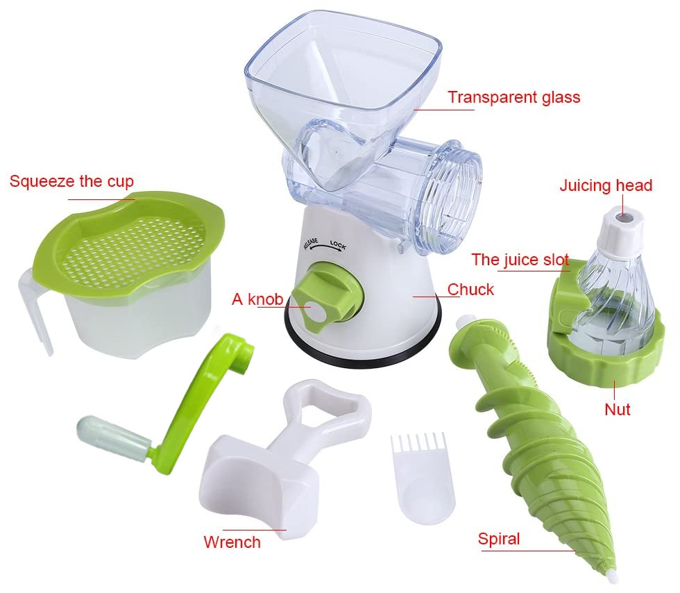 Extractor Jugos Manual Frutas Verduras Base Succión Desmontable