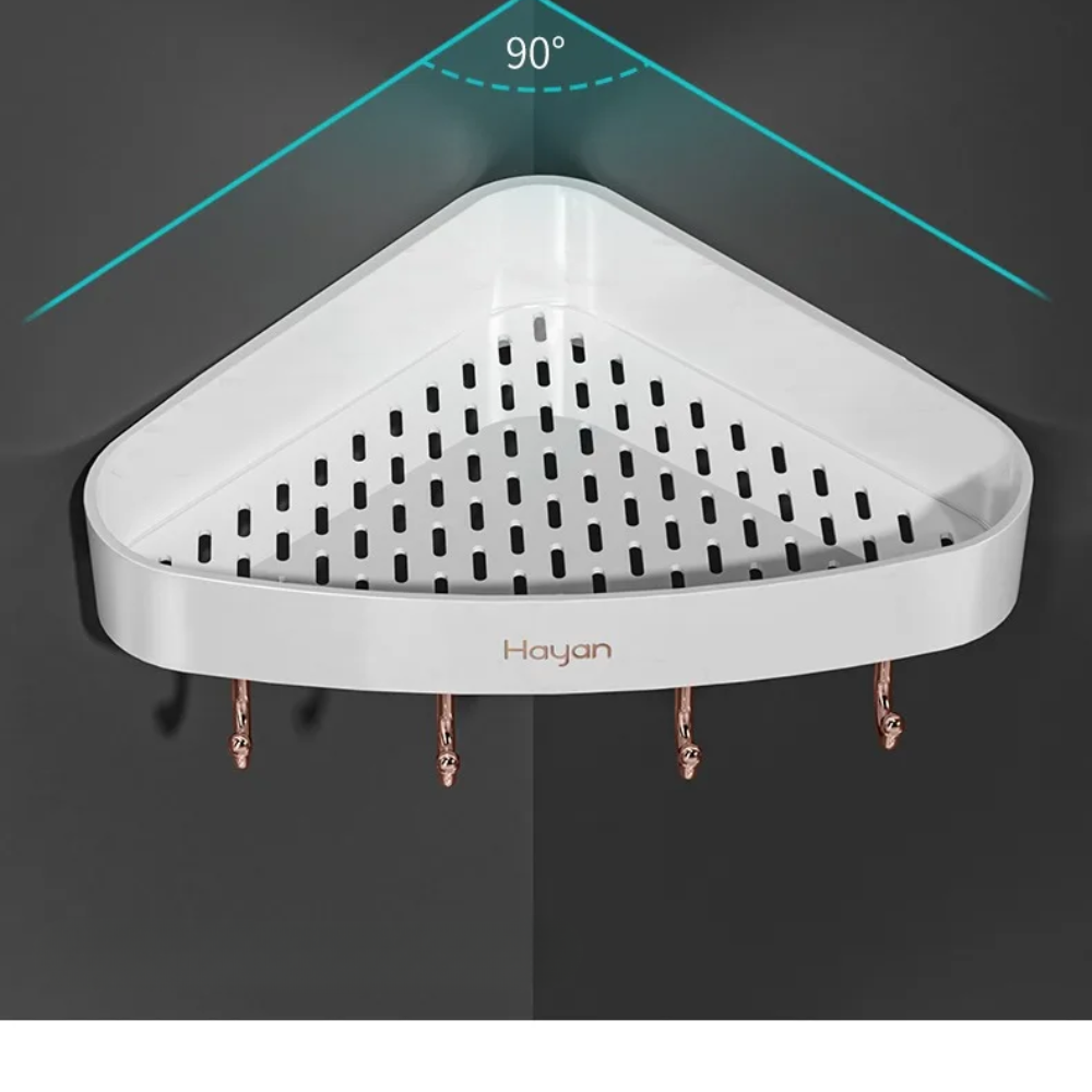 Estante Esquinero Triangular Baño Adhesivo 3 Ganchos Ducha Organizador
