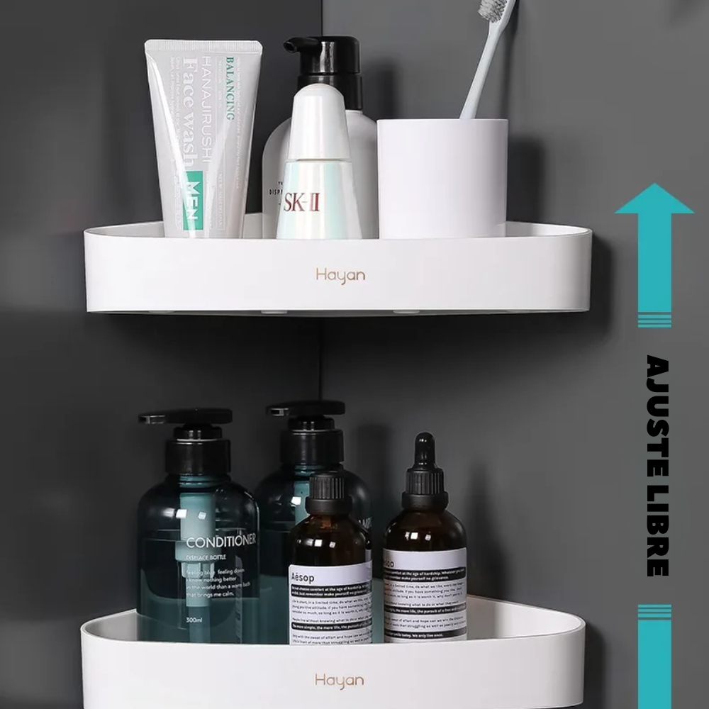Estante Esquinero Triangular Baño Adhesivo 3 Ganchos Ducha Organizador